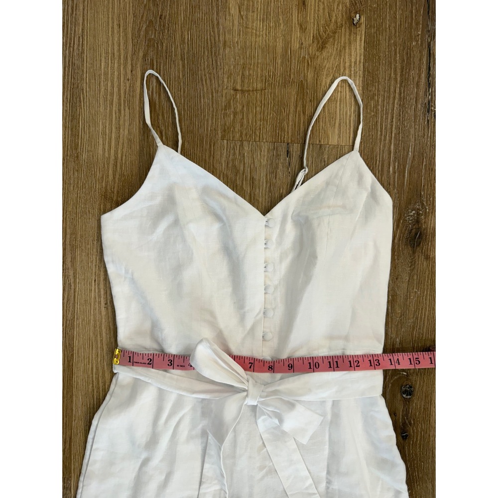 Gap Linen Blend Strappy Button Front Jumpsuit Women 2 White Wide Leg Coastal - Picture 3 of 10